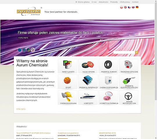 screen strony http://www.aurumchemicals.pl - Oferta firmy. Technologie: backend framework Symfony